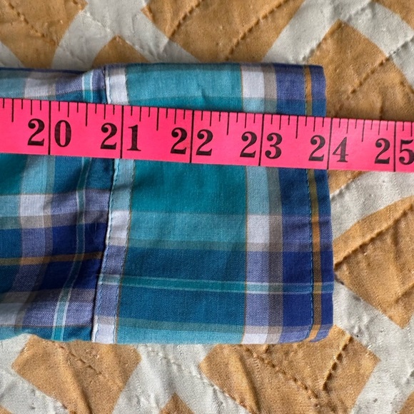 Vintage Mens Western Shirt, Wrangler Light Blue & Yellow Plaid Mens L - Picture 6 of 7